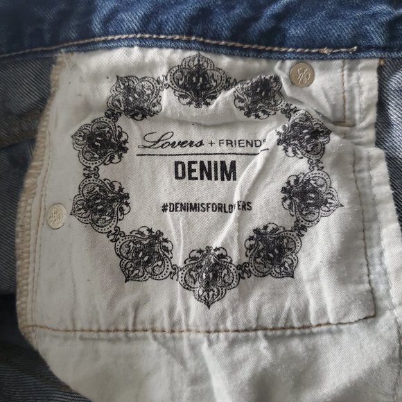 LOVERS + FRIENDS LOGAN Women's High Rise Cropped Jeans Frayed Cut Off Distressed - Picture 12 of 13